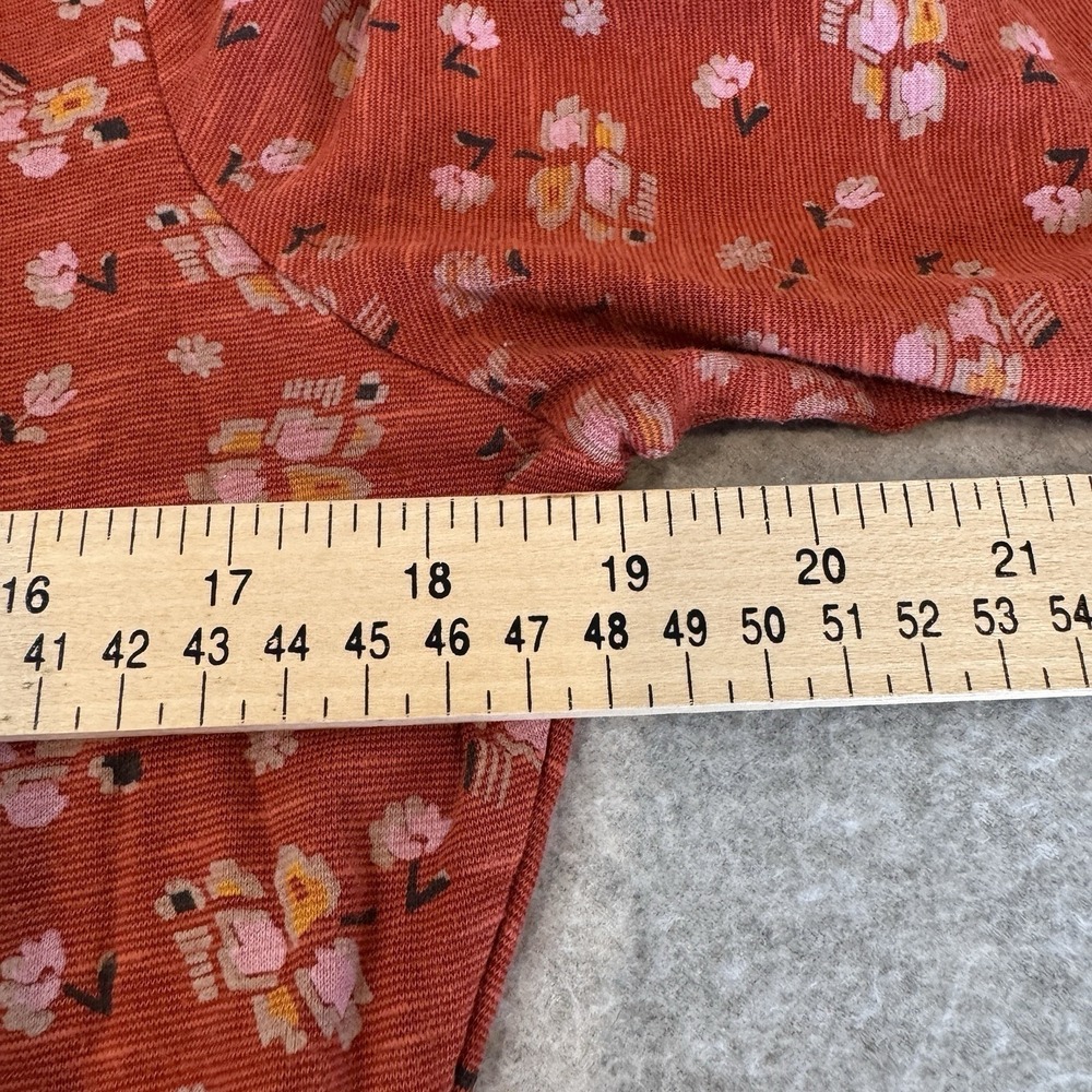 Toad&Co Dress Women Large Orange Floral Print Tencel Organic Cotton Zip Pocke - Picture 14 of 16